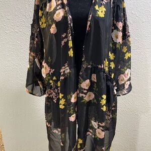 Cato Black Floral Sheer Tunic